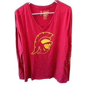 Trojans Apparel V Neck Long Sleeve T Shirt Women Plus 2XL USC Cotton Women